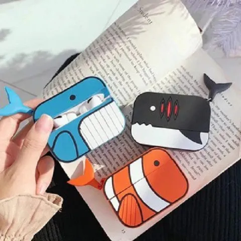 Vỏ Bọc AirPods 1 2 Silicon Dẻo - Thiết Kế Cá Nemo / Cá Voi Cho Hộp Sạc Tai Nghe AirPods, Phụ Kiện Độc Đáo