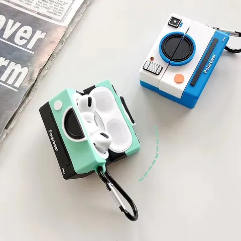 Vỏ Bọc Silicon AirPods 1 2 PRO - Hình Máy Ảnh Camera Polarbear, Phụ Kiện Tai Nghe Thời Trang, Bảo Vệ Hộp Sạc Chất Lượng