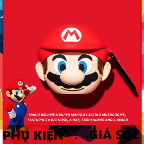Vỏ Bọc Silicon AirPods 1 2 PRO - Thiết Kế Super Mario Dễ Thương Cho Hộp Sạc Tai Nghe, Phụ Kiện Độc Đáo, Chất Lượng Cao