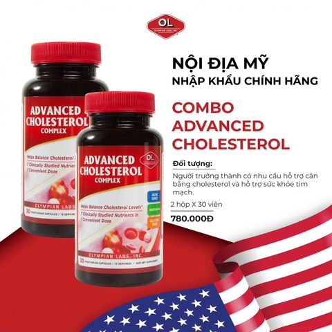 Combo 2 Viên Advanced Cholesterol Complex Olympian Labs - Hỗ Trợ Cân Bằng Cholesterol và Sức Khỏe Tim Mạch