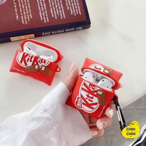 Vỏ Bọc Airpods 1 2 Bánh Socola Kitkat Bằng Silicon Dẻo - Phụ Kiện Thời Trang Tai Nghe AirPods 1 2 Chất Lượng Cao