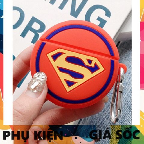 Vỏ Bọc Silicone Dẻo AirPods 1 2 - Thiết Kế SUPER.MAN Đỏ Cho Hộp Sạc Tai Nghe, Phụ Kiện Thời Trang Cho Fan Marvel