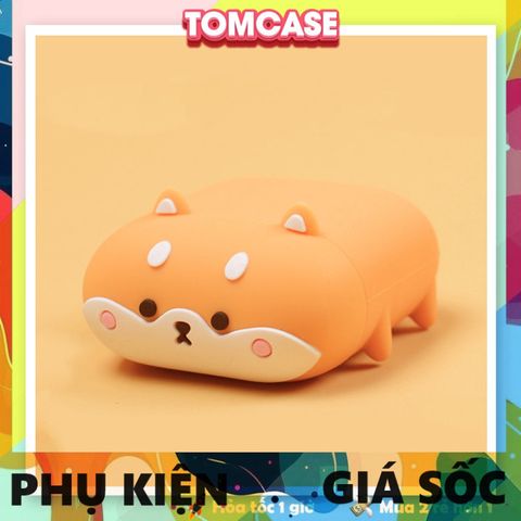 Vỏ Bọc AirPods 1 2 Silicone Dẻo Hình Cún Shiba Inu Nằm - Phụ Kiện Tai Nghe Dễ Thương, Quà Tặng Cho Fan Thú Cưng
