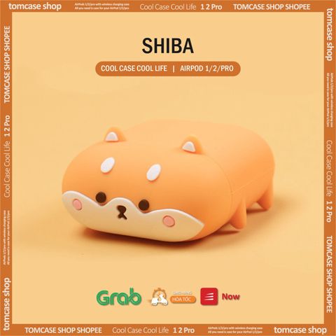 Vỏ Bọc AirPods 1 2 Silicone Dẻo Hình Cún Shiba Inu Nằm - Phụ Kiện Tai Nghe Dễ Thương, Quà Tặng Cho Fan Thú Cưng