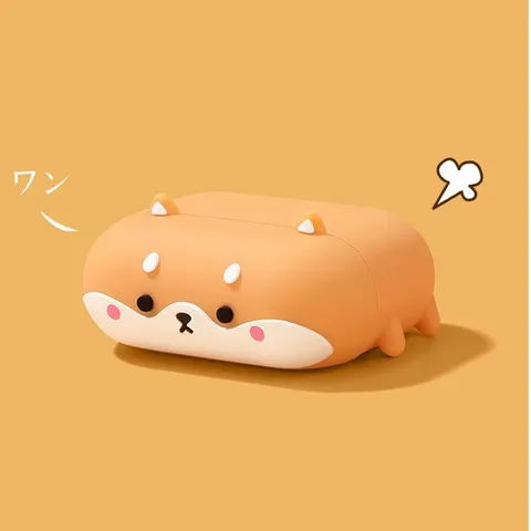 Vỏ Bọc AirPods 1 2 Silicone Dẻo Hình Cún Shiba Inu Nằm - Phụ Kiện Tai Nghe Dễ Thương, Quà Tặng Cho Fan Thú Cưng