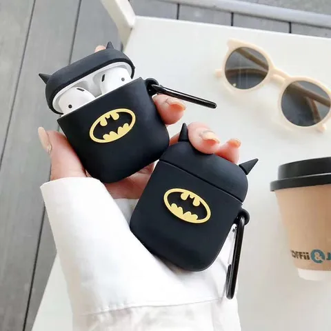 Vỏ Bọc Silicon Dẻo AirPods 1 2 - Nguyên Hộp Sạc Tai Nghe Người Dơi, Phụ Kiện Thời Trang Cho Fan Siêu Anh Hùng