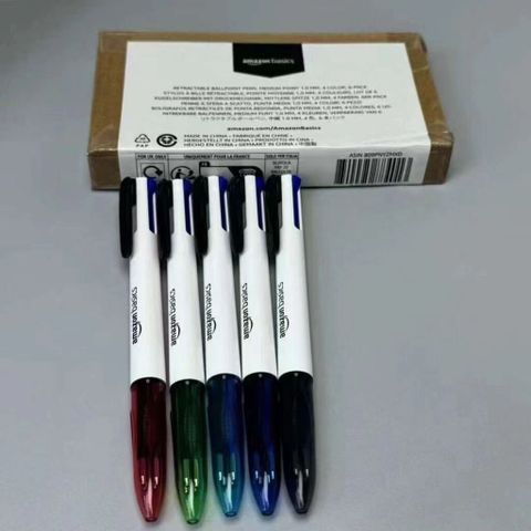Bộ 6 Bút Bi 4 Màu trong 1 Amazon Basics - Chất Lượng Cao, Tiện Lợi cho Học Tập và Văn Phòng