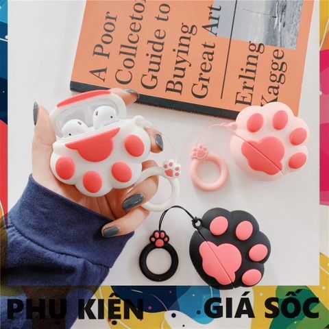 Vỏ Bọc Silicone Chân Mèo Xinh Cho AirPods 1 2 - Phụ Kiện Tai Nghe Thời Trang Bảo Vệ Hộp Sạc