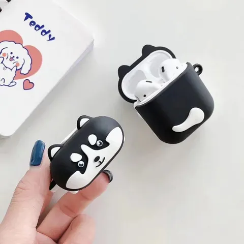 Vỏ Bọc AirPods 1 2 PRO Chó Husky Nằm – Bao Silicon Dẻo Thời Trang Cho Hộp Sạc Tai Nghe AirPods
