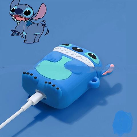 Vỏ Bọc AirPods 1 2 PRO Silicon Dẻo Họa Tiết Stitch Xanh - Phụ Kiện Tai Nghe Chất Lượng Cao