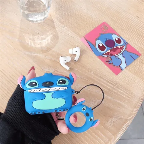 Vỏ Bọc AirPods 1 2 PRO Silicon Dẻo Họa Tiết Stitch Xanh - Phụ Kiện Tai Nghe Chất Lượng Cao