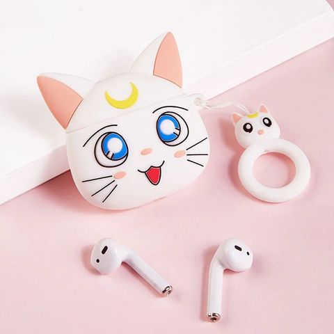 Vỏ Bọc AirPods 1 2 Mèo Mặt Trăng - Bao Silicon Dẻo Chống Va Đập Cho Hộp Sạc Tai Nghe AirPods