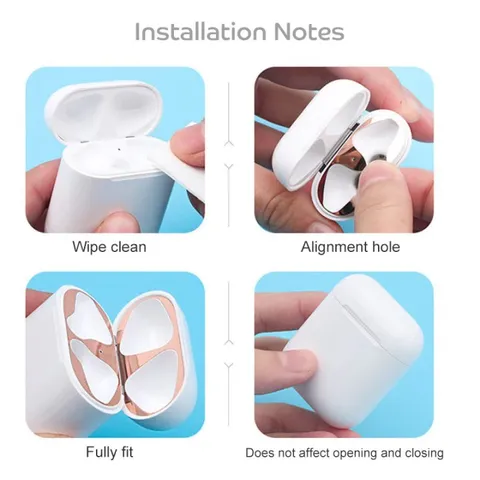 Miếng Dán Kim Loại Chống Bám Bẩn cho AirPods Pro 1 2 - Bảo Vệ Chống Bụi, Trầy Xước - Phụ Kiện Hoàn Hảo cho Tai Nghe AirPods