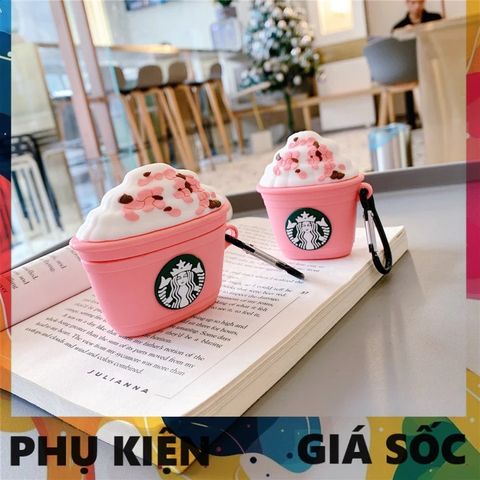 Vỏ Bọc AirPods 1 2 Pro Silicone Hồng Cốc Kem Starbuck - Phụ Kiện Tai Nghe Chất Lượng Cao, Hàng Chính Hãng
