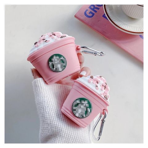 Vỏ Bọc AirPods 1 2 Pro Silicone Hồng Cốc Kem Starbuck - Phụ Kiện Tai Nghe Chất Lượng Cao, Hàng Chính Hãng