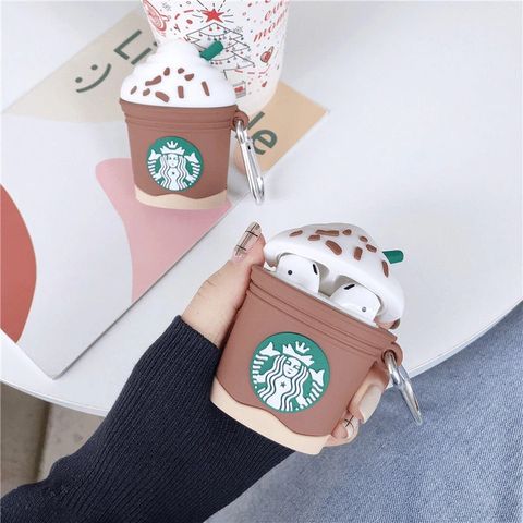 Vỏ Bọc AirPods 1 2 Hình Cốc Kem Starbucks Nâu - Bao Silicon Dẻo Chống Sốc Cho Hộp Sạc Tai Nghe AirPods
