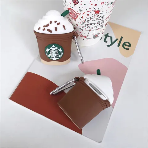 Vỏ Bọc AirPods 1 2 Hình Cốc Kem Starbucks Nâu - Bao Silicon Dẻo Chống Sốc Cho Hộp Sạc Tai Nghe AirPods