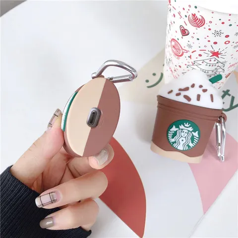 Vỏ Bọc AirPods 1 2 Hình Cốc Kem Starbucks Nâu - Bao Silicon Dẻo Chống Sốc Cho Hộp Sạc Tai Nghe AirPods