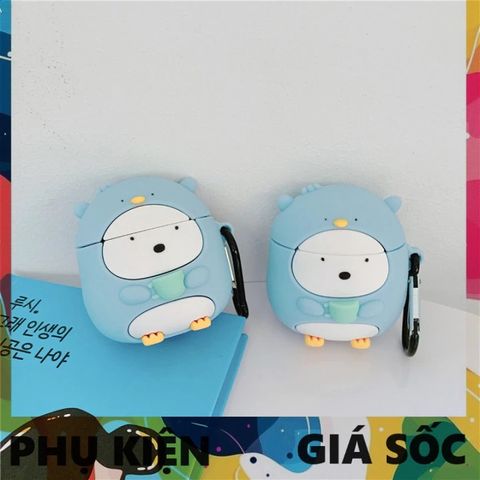 Vỏ Bọc Silicon Chim Cánh Cụt Xanh Cho AirPods 1 2 PRO - Phụ Kiện Tai Nghe Chất Lượng Cao, Thiết Kế Độc Đáo