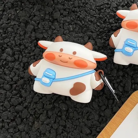Vỏ Bọc AirPods 1 2 PRO Bò Sữa Kute - Bao Silicon Dẻo Thời Trang Cho Hộp Sạc Tai Nghe AirPods