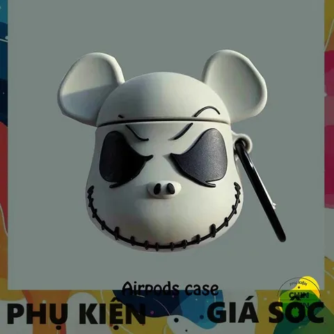 Vỏ Bọc Silicone Dẻo AirPods 1 2 - Bear Brick Xám Bảo Vệ Hộp Sạc Tai Nghe Thời Trang và Bền Bỉ