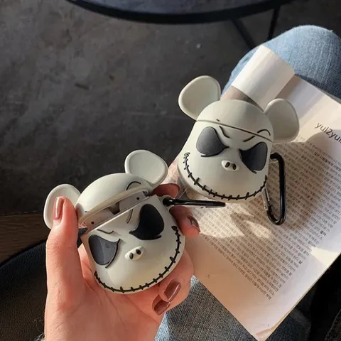 Vỏ Bọc Silicone Dẻo AirPods 1 2 - Bear Brick Xám Bảo Vệ Hộp Sạc Tai Nghe Thời Trang và Bền Bỉ