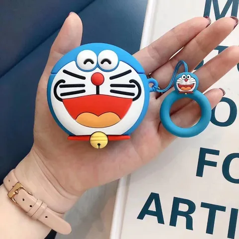 Vỏ Bao Airpods Silicon Dễ Thương Doraemon Kèm Móc Khóa - Phụ Kiện Tai Nghe Airpod 1 2 Chính Hãng