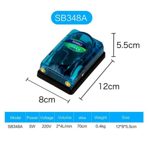 Máy Sủi Khí Oxy SOBO SB-248A & SB-348A - Thiết Bị Cung Cấp Oxy Cho Bể Cá Cảnh, Hồ Thủy Sinh, Kèm Dây Và Quả Sủi