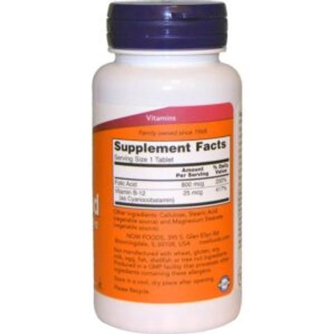 Viên uống hỗ trợ sức khoẻ tim mạch Now Folic Acid 800mcg 250 viên, hàng nhập Mỹ