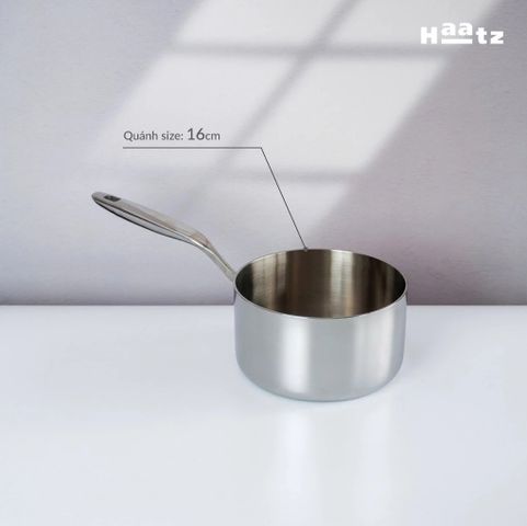 Quánh Inox 316 Đúc Đáy Liền 3 Lớp Haatz HYP316 (CIC1240) 16cm - Chất Liệu Cao Cấp, Bảo Hành 5 Năm, Dùng Được Trên Mọi Loại Bếp