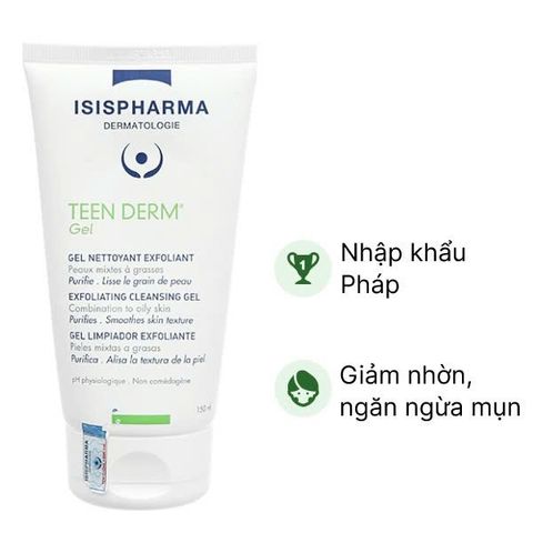 Gel Rửa Mặt Isis Pharma Teen Derm 150ml - Sữa Rửa Mặt Dành Cho Da Mụn Tuổi Teen, Làm Sạch Sâu Và Cấp Ẩm, Không Kích Ứng Da