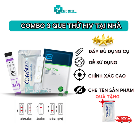 Combo 3 Que Thử Xét Nghiệm HIV Tại Nhà Abbott - Fastep, Checknow, Early Test Chính Xác Cao, Dễ Sử Dụng, Tiết Kiệm Chi Phí