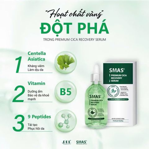 Serum SMAS Premium Cica Recovery - Dưỡng Ẩm, Làm Dịu Da, Tái Tạo Da - 120ml Hàn Quốc
