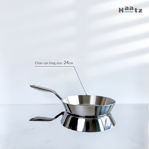 Chảo Inox 316 Cạn 24cm Haatz CIC6820 - Chất Lượng Cao Cấp, Dùng Được Cho Mọi Loại Bếp, Bảo Hành 5 Năm