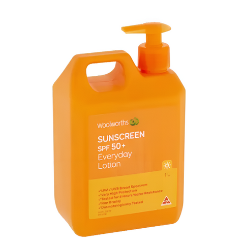 Kem Chống Nắng Woolworths Everyday SPF 50+ 1L - Bảo Vệ Da Toàn Diện, Chống Nước, Phù Hợp Gia Đình, An Toàn Cho Mọi Loại Da