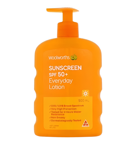 Kem Chống Nắng Woolworths Everyday Lotion SPF 50+ 500ml - Bảo Vệ Da Tối Ưu, Chống Nước, Dung Tích Lớn Cho Gia Đình