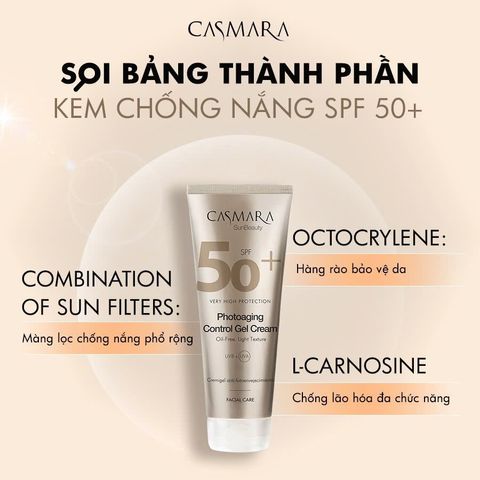 Kem Chống Nắng Casmara Photoaging Control Gel Cream SPF 50+ Bảo Vệ Tối Đa Da Khỏi Tia UV & IR - 50ml Sản Phẩm Chất Lượng Cao