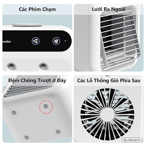 Quạt Điều Hòa Tích Điện Phun Sương Làm Mát Mini GODWELL 2 Tốc Độ Gió Phun Sương Dung Tích 500ml