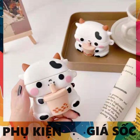 Vỏ Bọc AirPods 1 2 PRO Bò Sữa Cầm Trà Sữa Cute - Bao Silicon Chất Lượng Cao Cho Hộp Sạc Tai Nghe AirPods