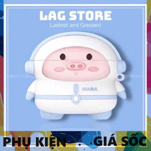 Vỏ Bọc Silicon Dẻo Cho AirPods 1 2 PRO - Thiết Kế HEO NASA Độc Đáo, Phụ Kiện Tai Nghe Thời Trang