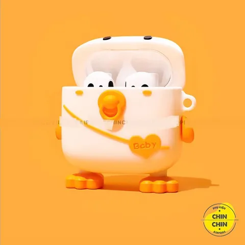 Vỏ Bọc Silicon Hộp Sạc AirPods 1 2 Pro - Thiết Kế Vịt Baby Dễ Thương, Phụ Kiện Tai Nghe Hàng Đẹp Chính Hãng