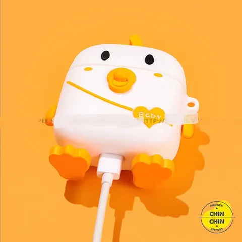 Vỏ Bọc Silicon Hộp Sạc AirPods 1 2 Pro - Thiết Kế Vịt Baby Dễ Thương, Phụ Kiện Tai Nghe Hàng Đẹp Chính Hãng