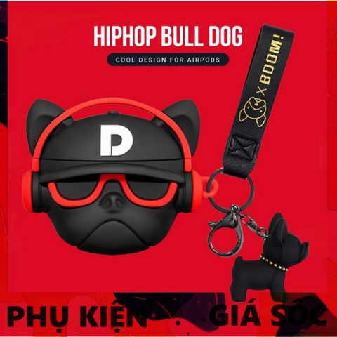 Vỏ Bọc Silicone AirPods 1 2 Chó Bull Hiphop Đỏ - Phụ Kiện Tai Nghe Độc Đáo & Thời Trang
