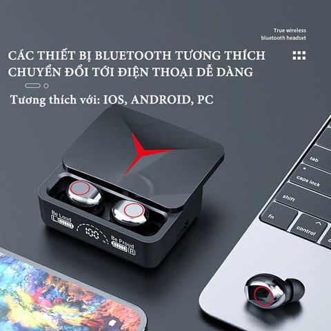 Tai nghe Bluetooth 5.3 M90 Pro TWS cảm ứng, màn hình LED chống nước, mic đàm thoại, chất lượng âm thanh HIFI, sạc dự phòng tiện lợi