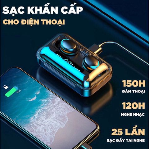 Tai Nghe Bluetooth 5.3 F9 Pro - Âm Thanh HIFI, Chống Nước IPX7, Cảm Ứng 1 Chạm, Pin Dài, Sạc Type C - Âm Thanh Chất Lượng Cao