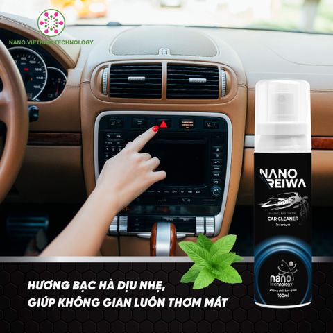 Xịt khử mùi nội thất xe hơi Nano Bạc Reiwa 100ml - Diệt khuẩn, không cồn, an toàn cho trẻ em, hương bạc hà thơm mát