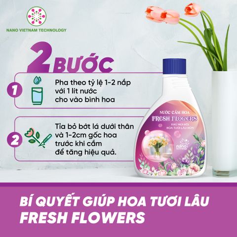 Nước Cắm Hoa Fresh Nano Đồng - Giữ Hoa Tươi Lâu, Không Mùi Hôi, Dưỡng Hoa Bền Màu, An Toàn Cho Trẻ Em, Eco-Friendly 430ml