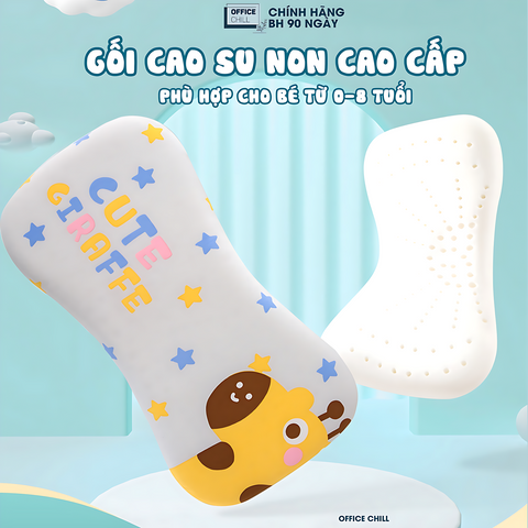 Gối Trẻ Em OFFICE CHILL Cao Su Non 0-8 Tuổi - Gối Ngủ Thoáng Khí, Nâng Đỡ Đầu Và Cột Sống, Giấc Ngủ Ngon Cho Bé