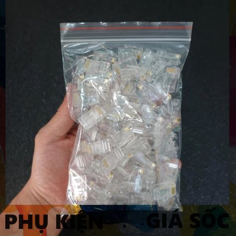 Túi 50/100 Hạt Mạng RJ45 Nhựa Bấm Dây Cat5, Cat5e, Cat6 - Thiết bị mạng chất lượng cao, tiết kiệm chi phí cho người dùng