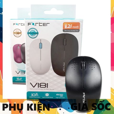 Chuột Không Dây Forter V181 - Chuột Văn Phòng Nhỏ Gọn Chất Lượng Cao, Tương Thích PC, Laptop, Smart TV, Giao Tiếp USB 2.4GHz